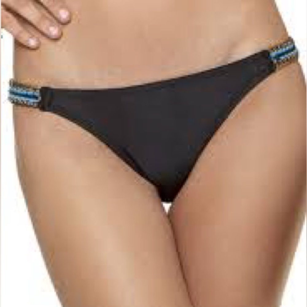 VIX SOFIA BY VIX black embodiered chain cheeky bikini swim bottom size XS NWT